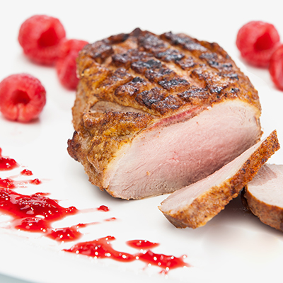 Poitrines de poulet au gingembre et framboises