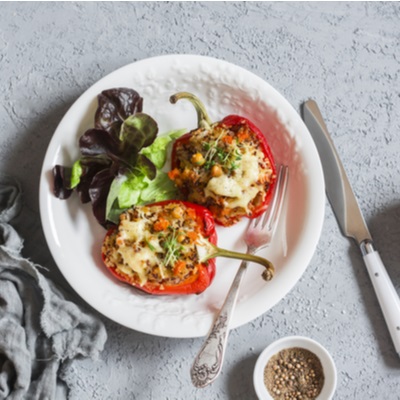Peppers stuffed with couscous and sausage