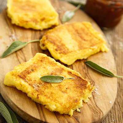 Polenta Cakes with Provolone and Peccorino
