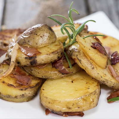 Roasted Potatoes with Onions, Rosemary and Pancetta