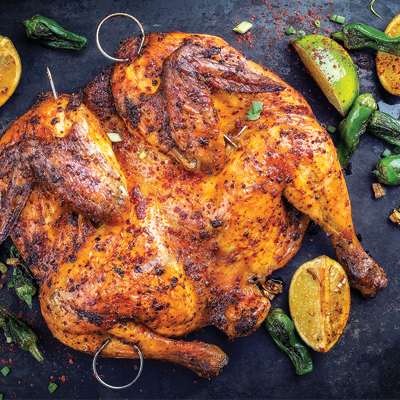 Poulet en crapaudine grillé à l'érable et aux noix