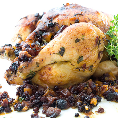 Chicken with Fruit-Sausage Stuffing