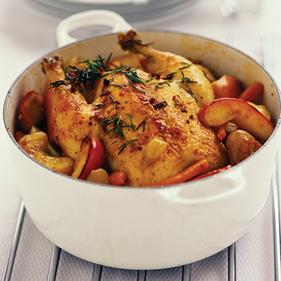Apple-Roasted Chicken and Jus