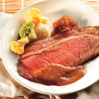 Boneless Strip Loin Roast, Madeira and Bear Paw Cookie Sauce