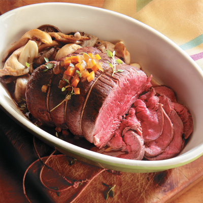 Elk Venison Roast with Oyster Mushrooms