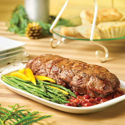 Leg Roast of Quebec Milk-Fed Veal, with Cranberry Sauce