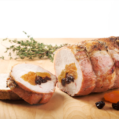 Roast Turkey Roll Stuffed with Fruit, Nuts and Camembert From Here