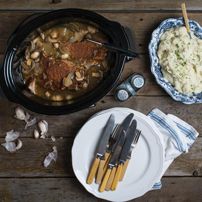 Quebec pork blade roast with stewed onions and honey