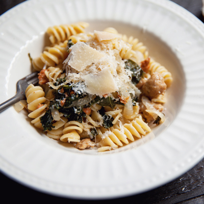 Sausage, Onion, Kale and Parmesan Rotini