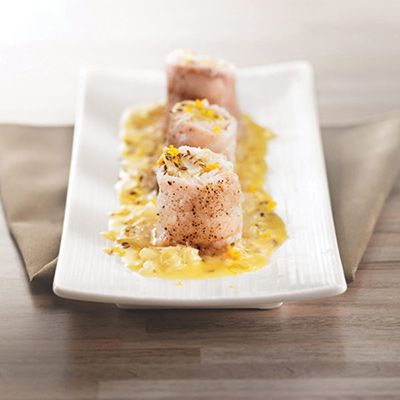 Roulade de mérou et endives étuvées a l'orange