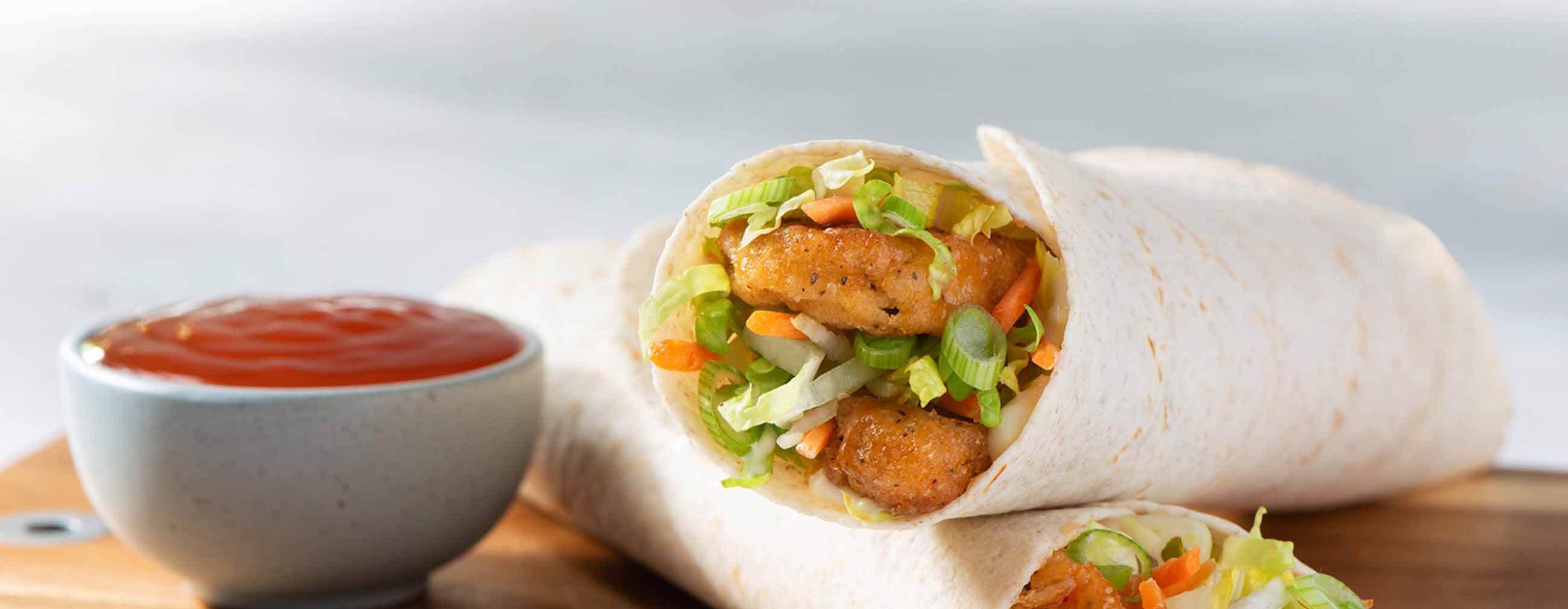 Honey Sriracha Chick’n Wraps