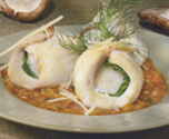Tilapia and Scallop Rolls, Tomato and Basil Sauce