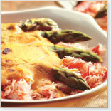Snow Crab and Asparagus Sabayons