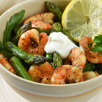 Asparagus and Grilled Shrimp Salad with Tarragon Cream