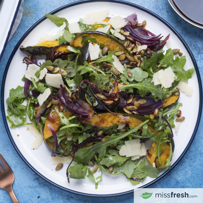 Caramelized Squash and Onion Salad with Arugula