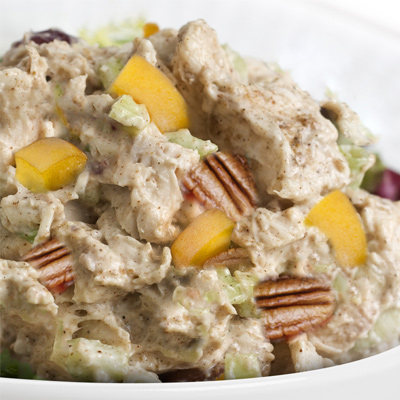 Curried Chicken, Peach and Pecan Salad