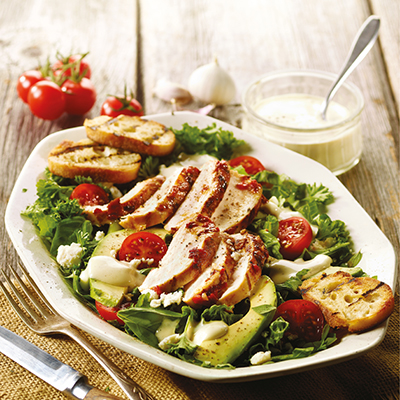 Summer Salad with Bell Pepper and Garlic Marinated Chicken