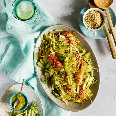 Salade de homard, vinaigrette crémeuse à l’avocat