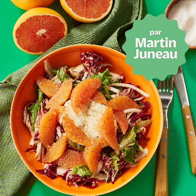Bitter lettuce salad with cara cara orange