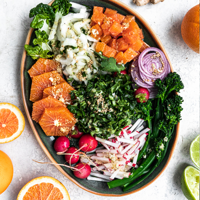 Chopped Orange Salad with a Ginger Maple Syrup Vinaigrette