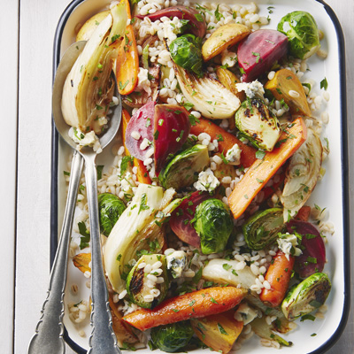 Roasted Vegetable, Gorgonzola, Pearl Barley Salad