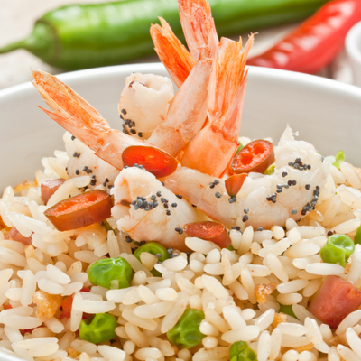 Rice Salad and shrimp