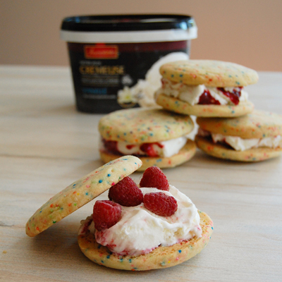 Vanilla and Strawberry Ice Cream Sandwich