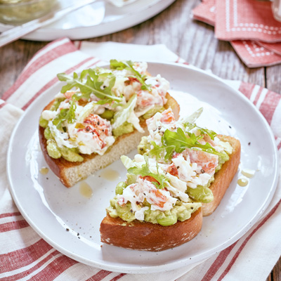 Lobster and Guacamole Open-Faced Sandwich