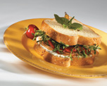 Chicken, Goat Cheese and  roast red peppers on 12 Grain Bread