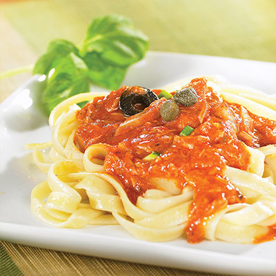 Pasta with Black Olive and Tuna Sauce