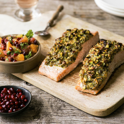 Pistachio-Crusted Salmon with Citrus Salsa