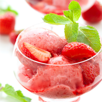 Fresh Strawberry-Mint Sorbet