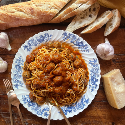 Spaghettoni meatballs