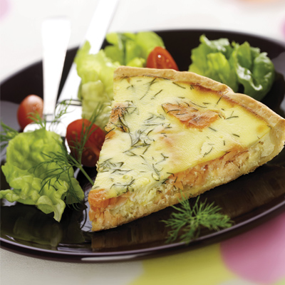 Tarte au chèvre frais, saumon et poireau