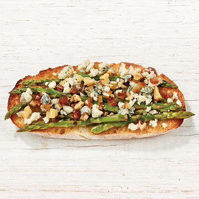 Grilled Asparagus, Gorgonzola, Walnut and Date Toast