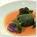 Crab and Avocado Timbale with Coconut Milk Granité
