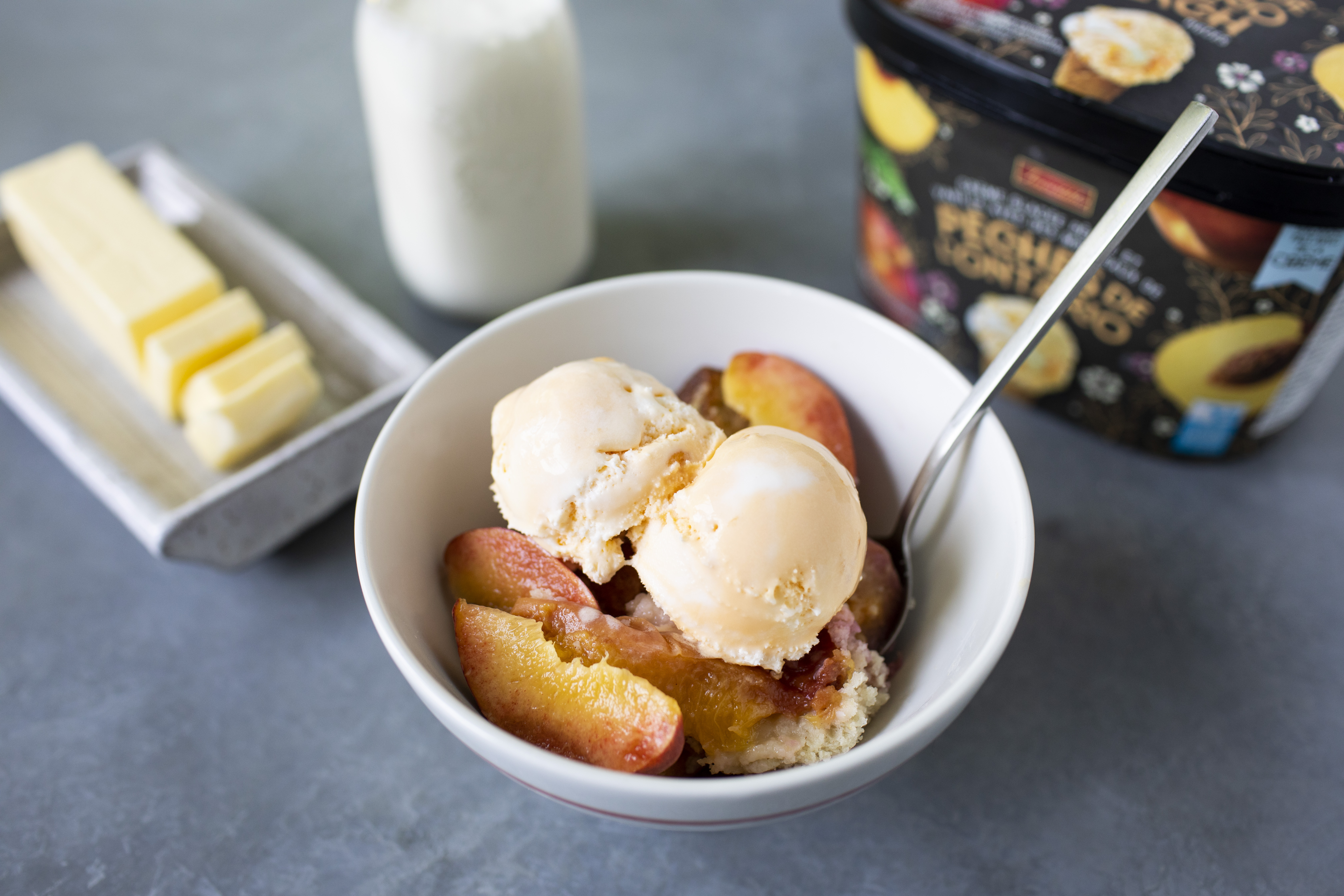 Skillet Bourbon Peach Cobbler