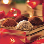 Coffee, rum, almonds and raisin flavoured chocolate truffles