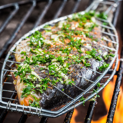 Whole Trout Baked with Fennel and Asparagus