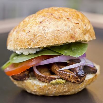 Sautéed Mushroom Bacon Veggie Burger