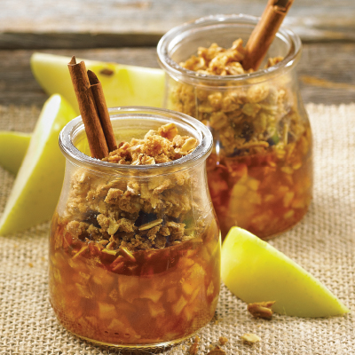 Verrine de crumble aux pommes épicées