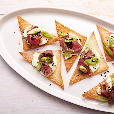 Wasabi Mascarpone Beef Wontons